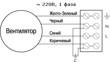 Вентилятор "Ostberg" CAU 125 схема подключения